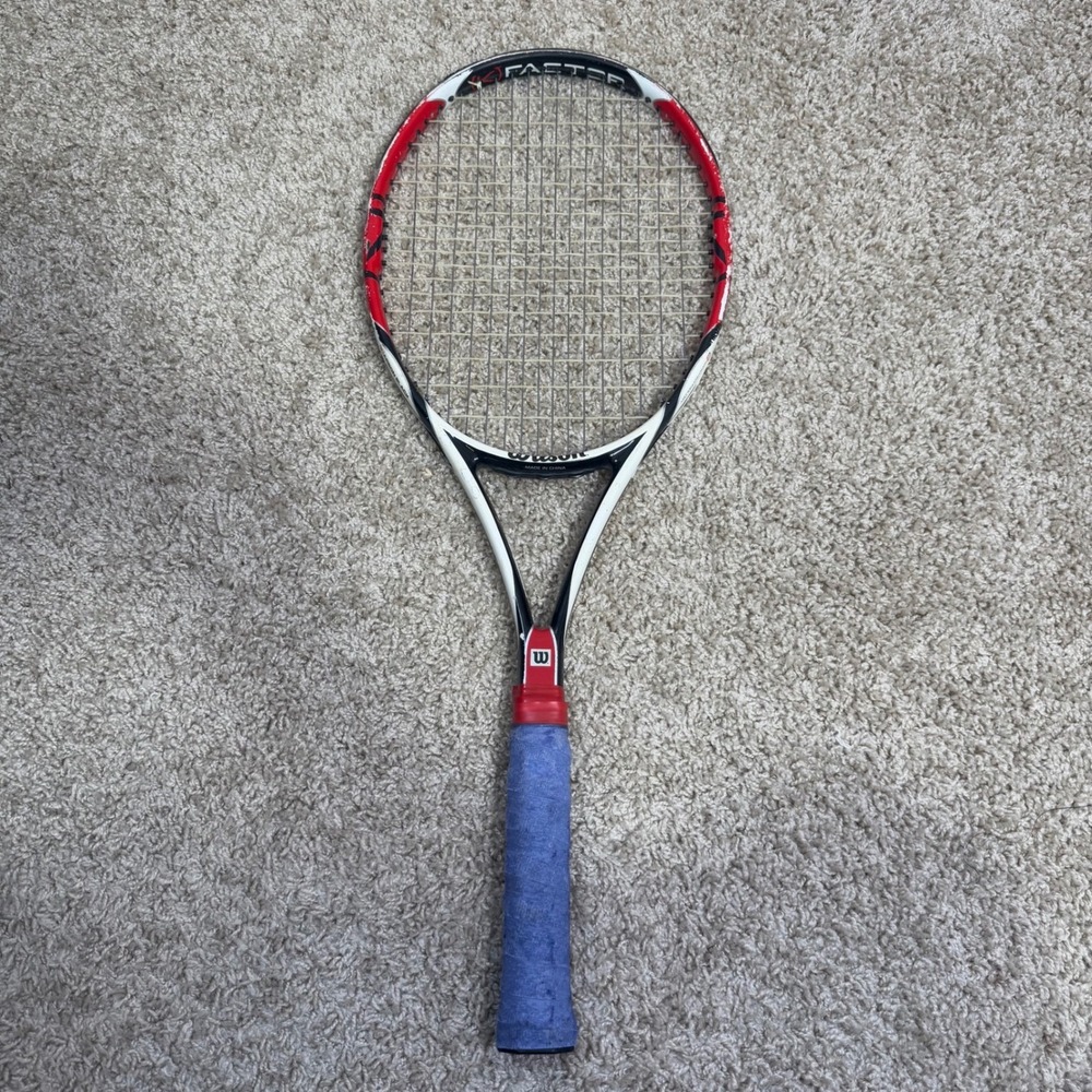 Wilson K Factor SIX ONE 95 4 3/8 Used Tennis Racquet Racket Red White Black